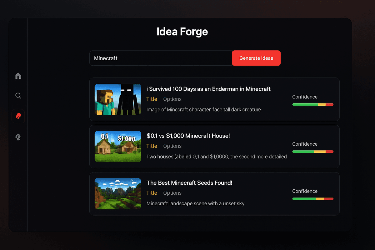 Idea Forge List View Mockup